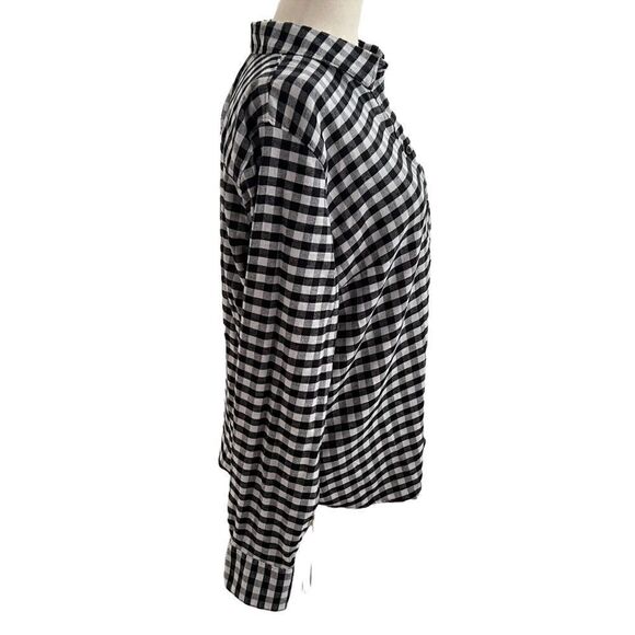 Orvis Flannel Long Sleeve Button Front Blouse Black + White Gingham Check Medium - Picture 4 of 9